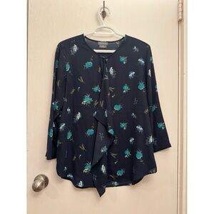 Van Heusen Navy Blue Floral Blouse